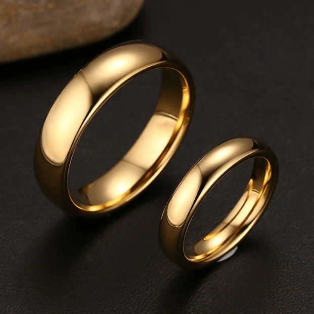 Anillos tungsteno chapado en oro